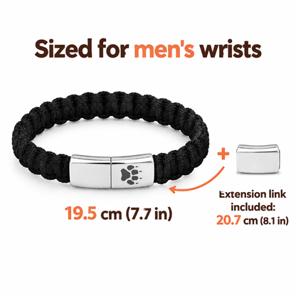 Sized for men's wrists: 19.5 cm (7.7 in), extension link included for 20.7 cm (8.1 in)